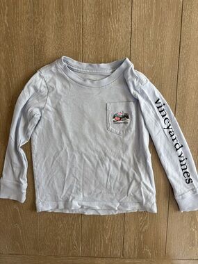 Vineyard Vines Pale Blue Long-Sleeve Kids Pocket Tee with Sleeve Logo